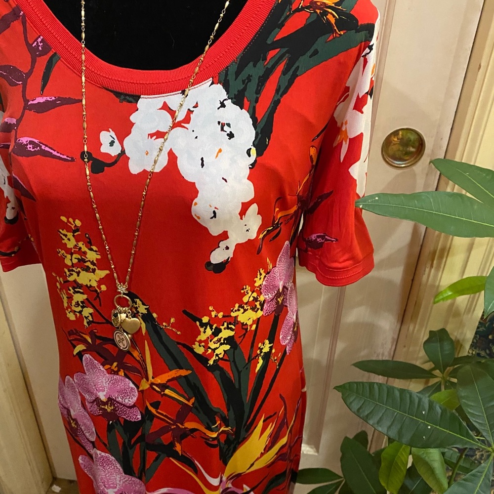 G.I.L.I. Petite , red Tropical Maxi Dress, Med. P - Picture 5 of 5